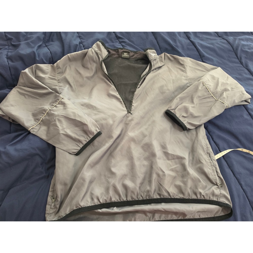 Nike Mens Gray 1/4 Zip Windbreaker Pullover Jacket Large Mesh Lined Running